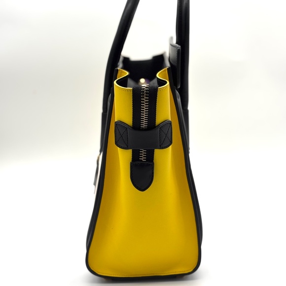 CELINE Drummed Calfskin Micro Luggage in Black, Yellow, and White 👜x8 - Picture 3 of 14